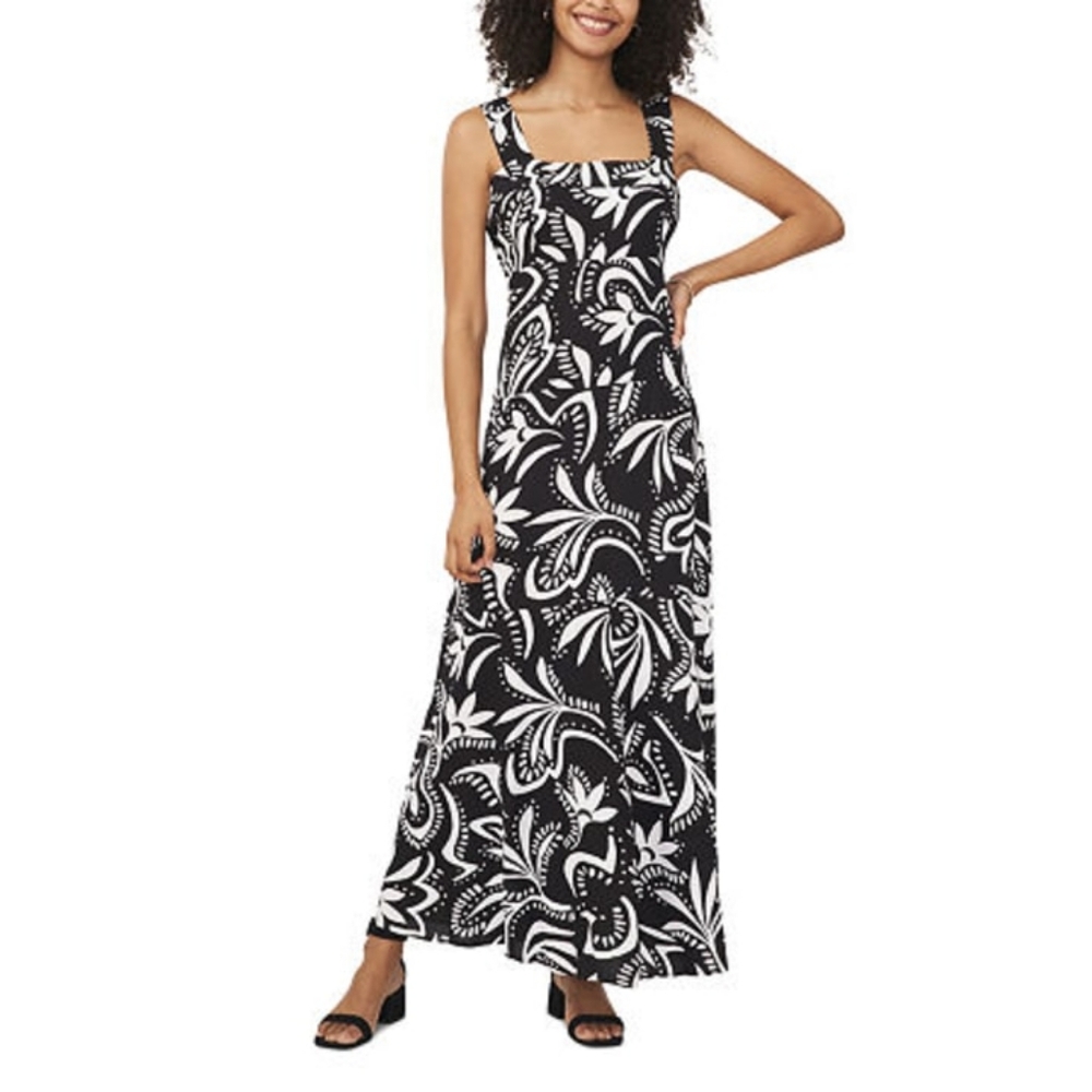 Vince Camuto Black and White Floral Maxi Dress In Size (M) - Picture 1 of 8